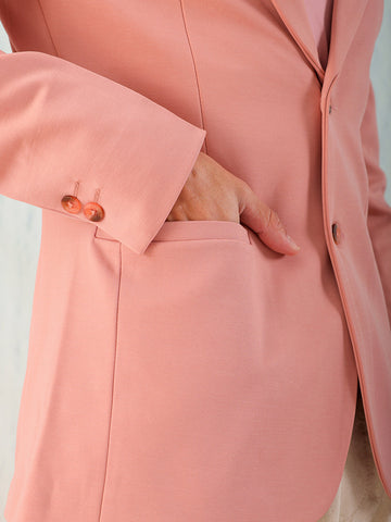 Shop Men's Peach Comfort Straight Fit Solid Luxe Blazer Online.