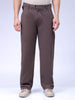 Men's Brown Baggy Solid Mid-Rise Trousers