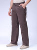 Men's Brown Baggy Solid Mid-Rise Trousers