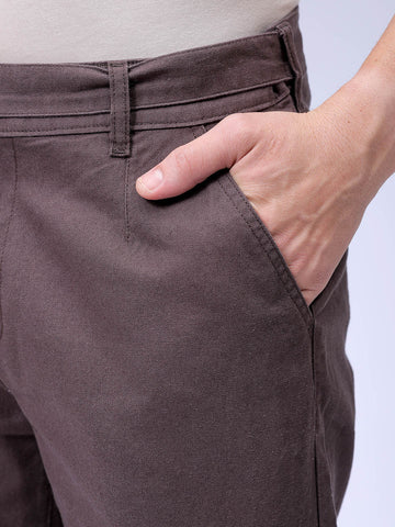 Men's Brown Baggy Solid Mid-Rise Trousers