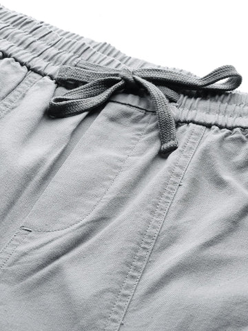 Men's Grey Barrel Loose Solid Cargo Jogger