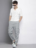 Men's Grey Barrel Loose Solid Cargo Jogger
