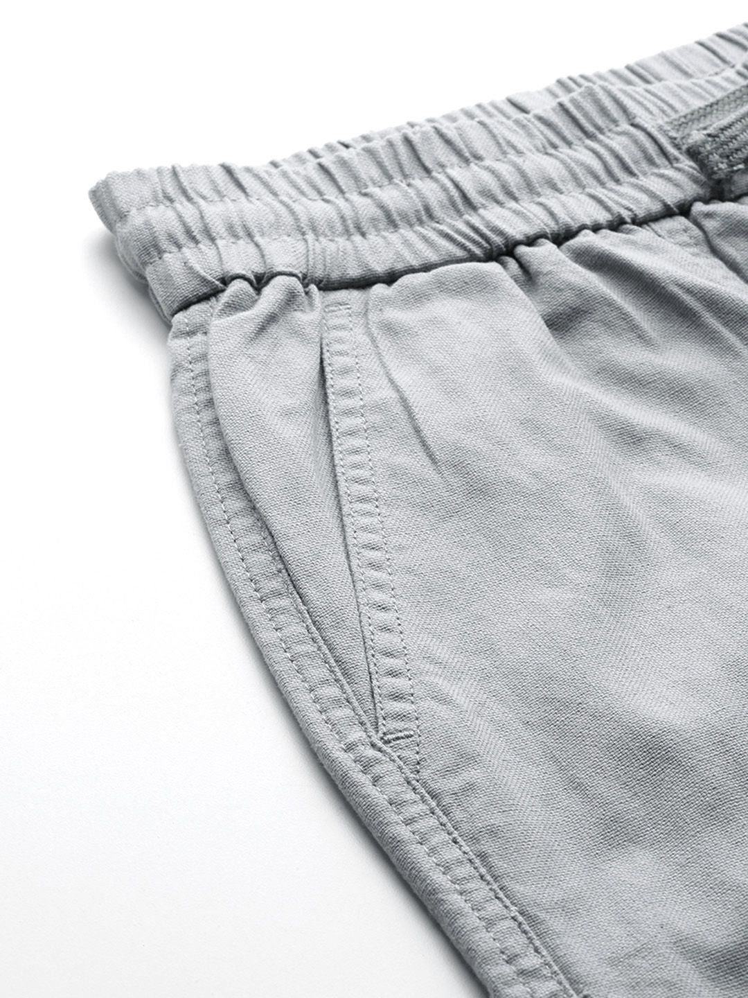 Men's Grey Barrel Loose Solid Cargo Jogger