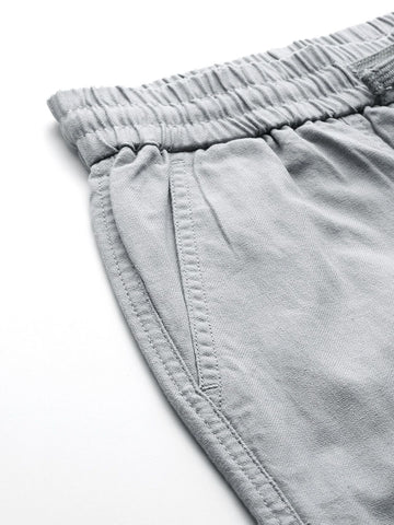 Men's Grey Barrel Loose Solid Cargo Jogger