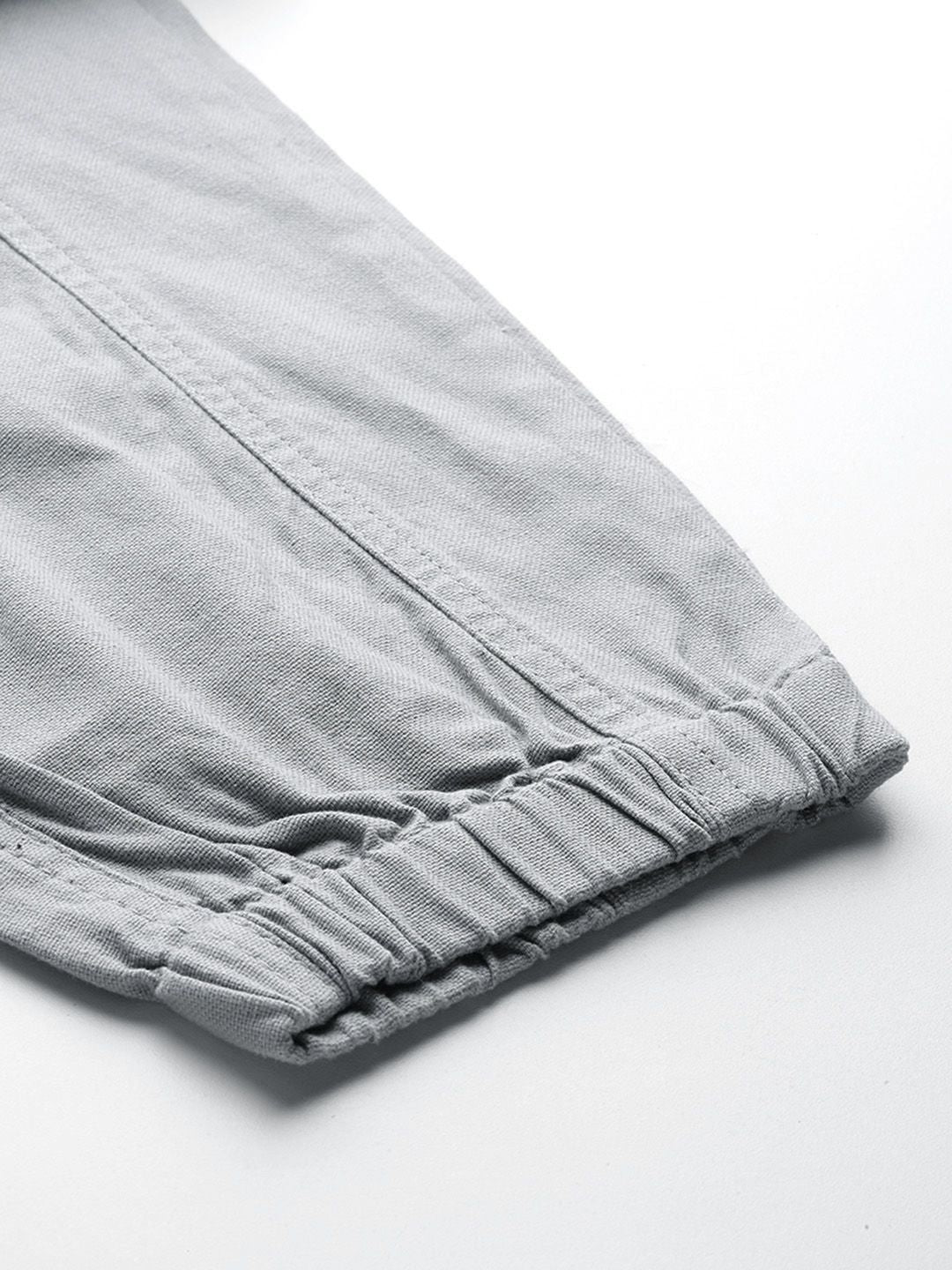 Men's Grey Barrel Loose Solid Cargo Jogger