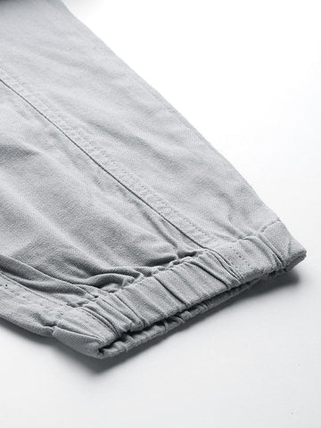 Men's Grey Barrel Loose Solid Cargo Jogger