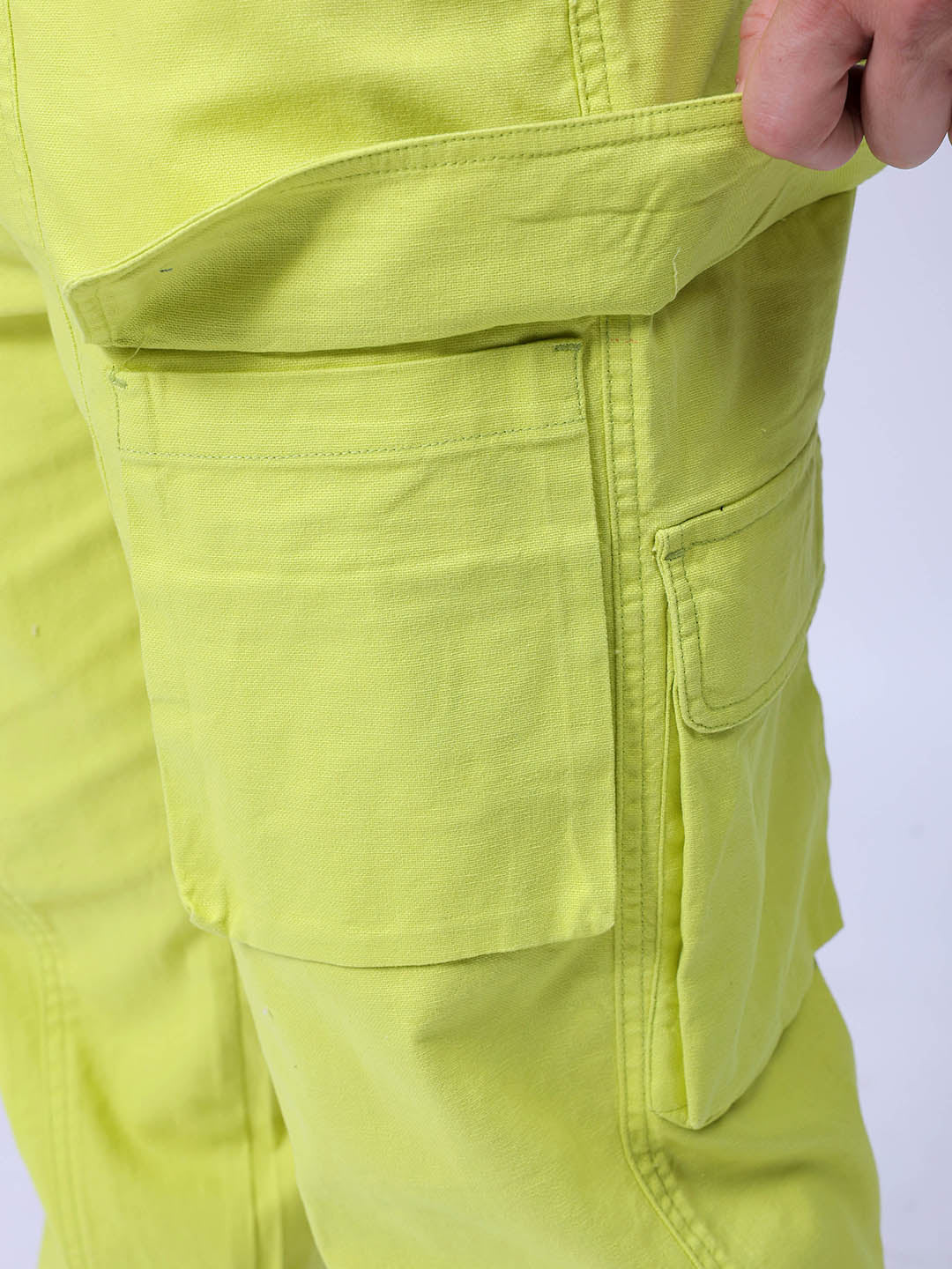 Men's Green Baggy Fit Solid Trouser