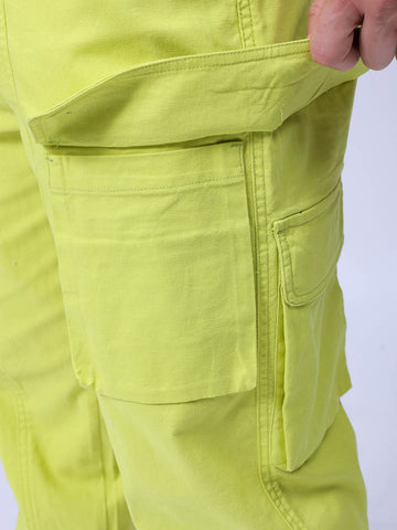 Men's Green Baggy Fit Solid Trouser