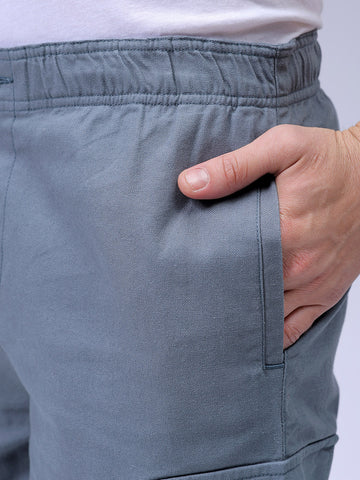 Men's Blue Relaxed Fit Utility Shorts