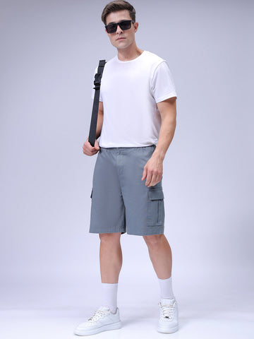 Men's Blue Relaxed Fit Utility Shorts