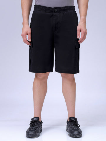 Men's Black Relaxed Fit Utility Shorts