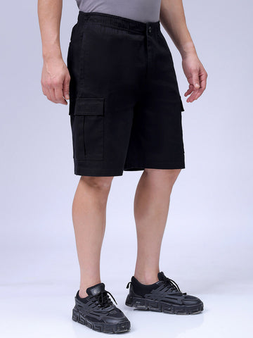 Men's Black Relaxed Fit Utility Shorts