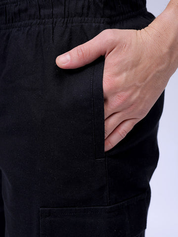 Men's Black Relaxed Fit Utility Shorts