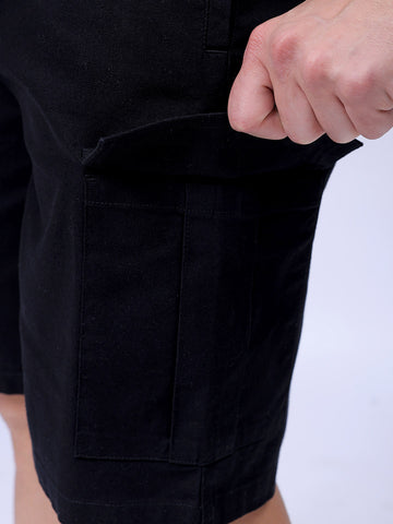 Men's Black Relaxed Fit Utility Shorts