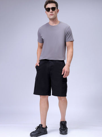 Men's Black Relaxed Fit Utility Shorts