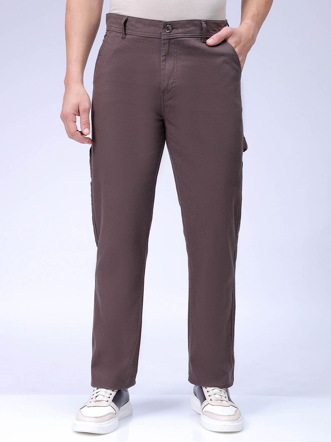 Men's Chocolate Torte Relaxed Fit Solid Casual Trouser