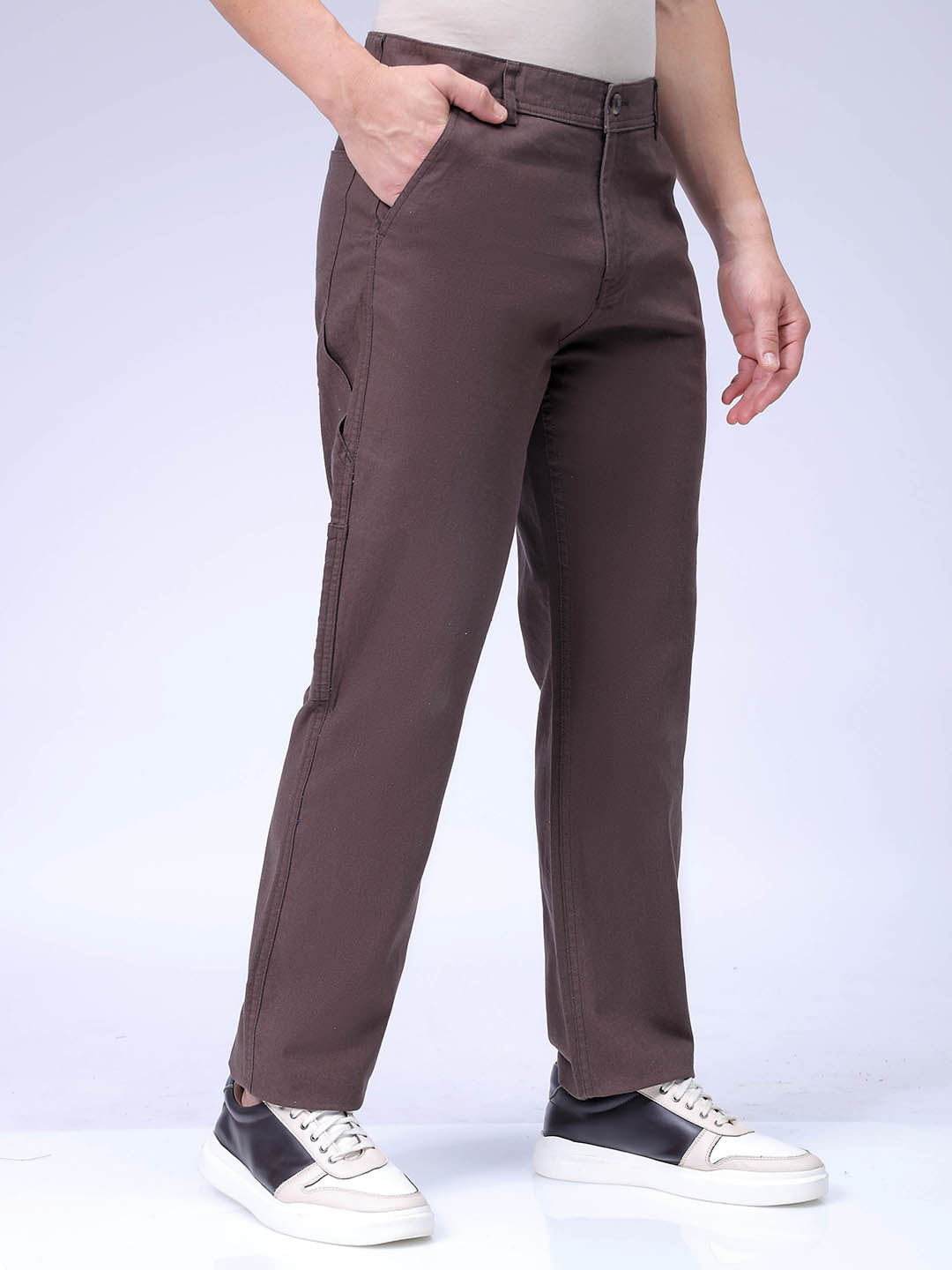Men's Chocolate Torte Relaxed Fit Solid Casual Trouser