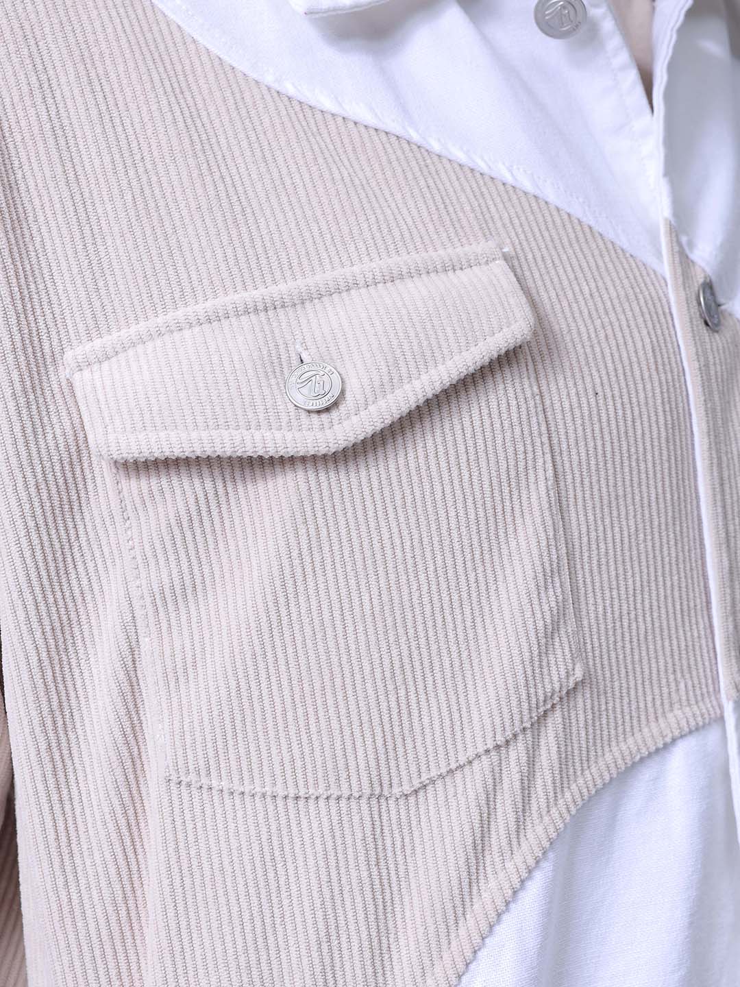 Men's White Relaxed Fit Colourblocked Colourblocked Jacket
