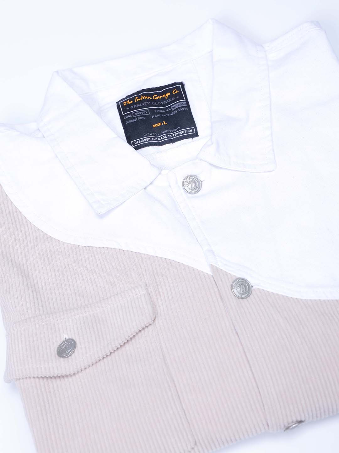 Men's White Relaxed Fit Colourblocked Colourblocked Jacket