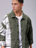 Men's Olive Relaxed Fit Tie Dye Trucker Jacket