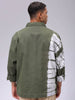 Men's Olive Relaxed Fit Tie Dye Trucker Jacket