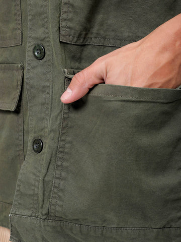 Men's Olive Relaxed Fit Tie Dye Trucker Jacket