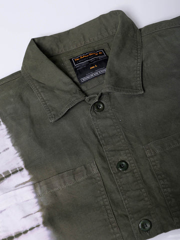 Men's Olive Relaxed Fit Tie Dye Trucker Jacket