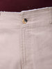 Men's Cream Loose Wide Leg Solid Mid-Rise Cargo Trousers