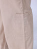 Men's Cream Loose Wide Leg Solid Mid-Rise Cargo Trousers