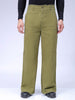 Men's Green Loose Wide Leg Solid Mid-Rise Cargo Trousers
