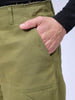 Men's Green Loose Wide Leg Solid Mid-Rise Cargo Trousers