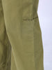 Men's Green Loose Wide Leg Solid Mid-Rise Cargo Trousers