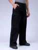 Men's Black Loose Wide Leg Solid Mid-Rise Cargo Trousers