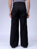 Men's Black Loose Wide Leg Solid Mid-Rise Cargo Trousers