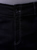 Men's Black Loose Wide Leg Solid Mid-Rise Cargo Trousers