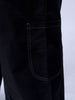 Men's Black Loose Wide Leg Solid Mid-Rise Cargo Trousers
