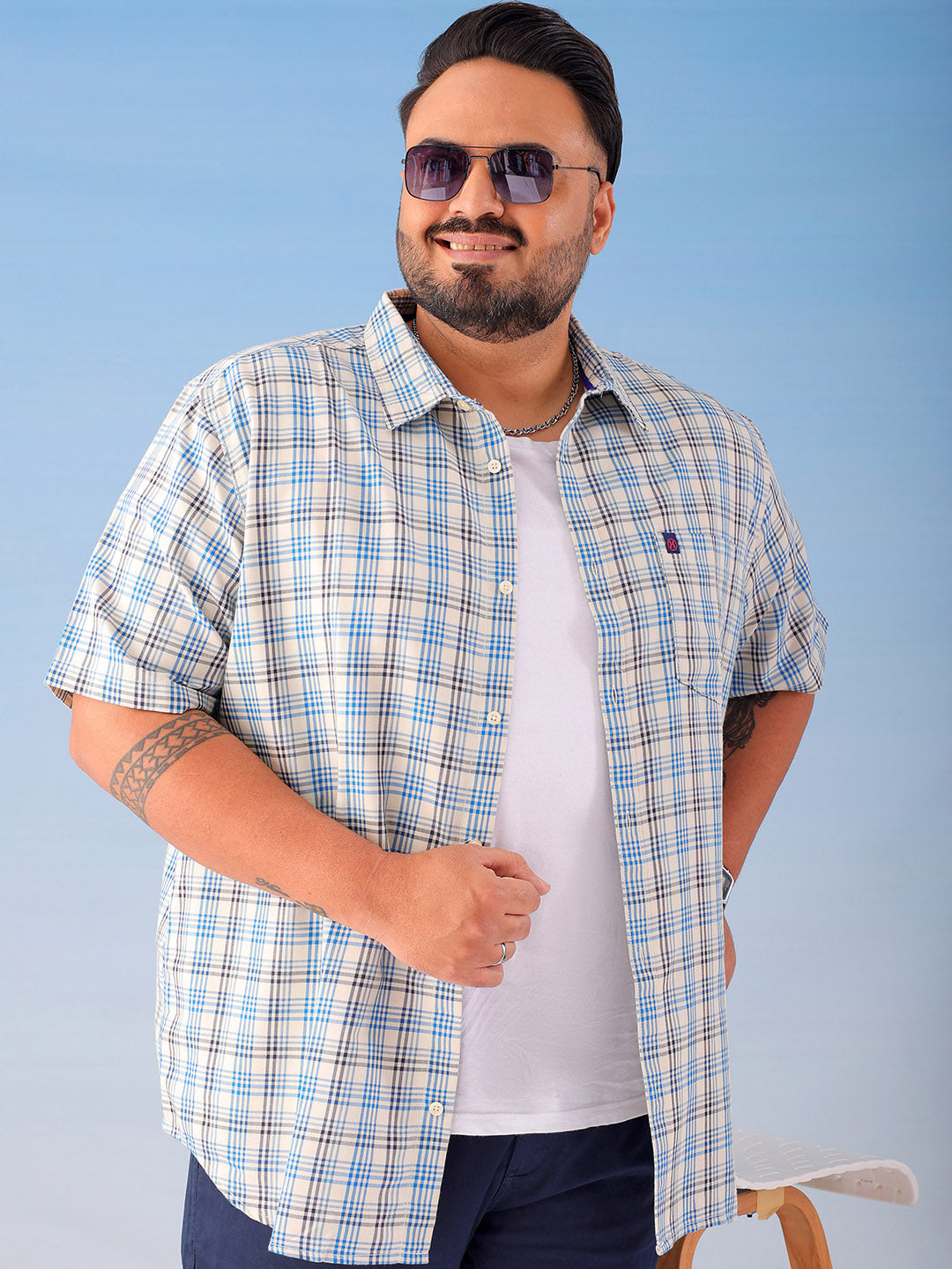 Shop Men's Checked Plus Size Shirt Online.