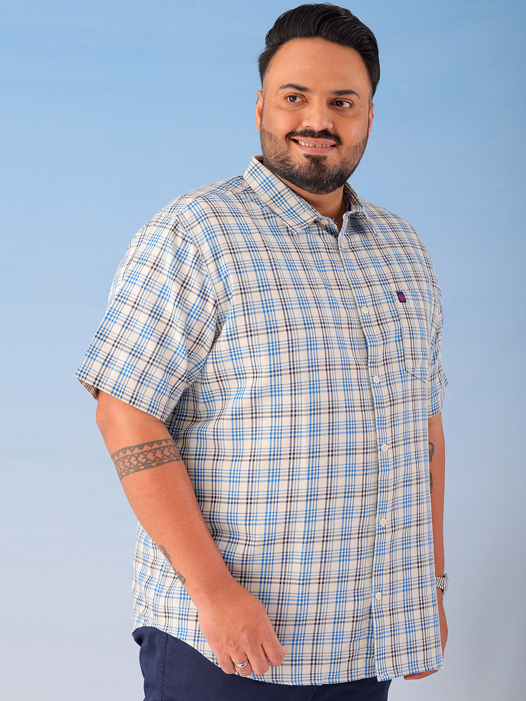 Shop Men's Checked Plus Size Shirt Online.