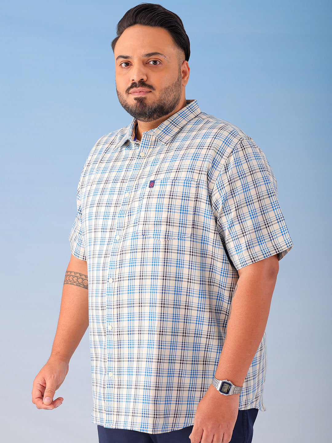 Shop Men's Checked Plus Size Shirt Online.