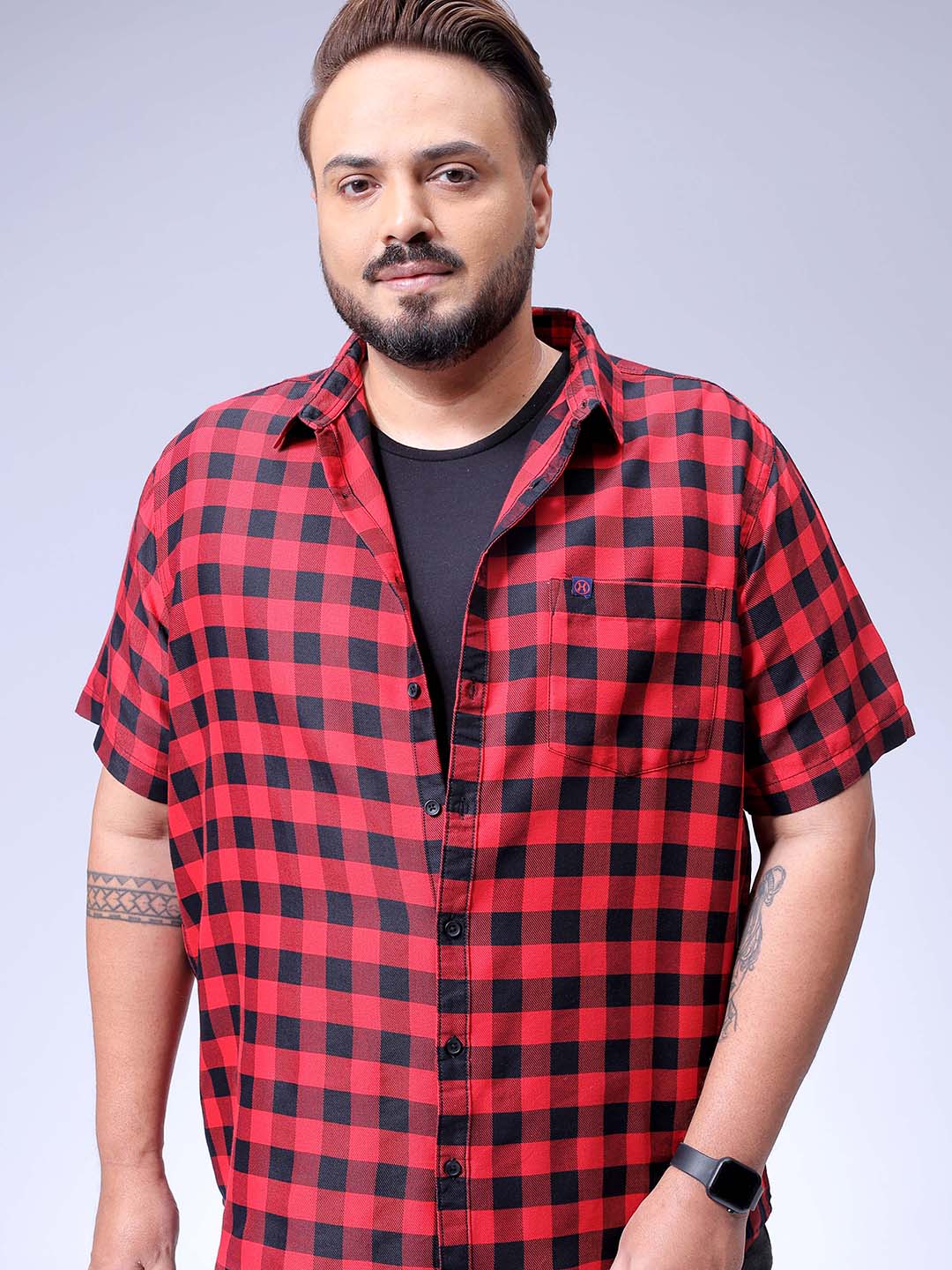Men's Plus Size Checked Casual Shirt