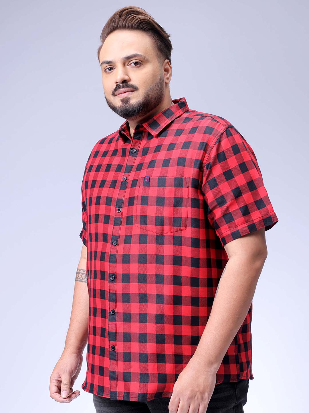 Men's Plus Size Checked Casual Shirt