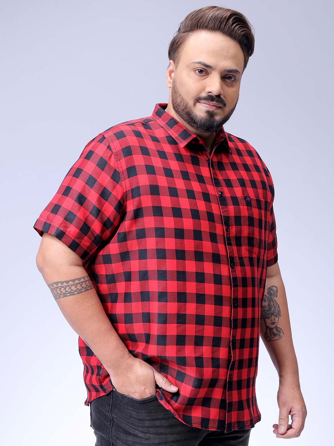 Men's Plus Size Checked Casual Shirt