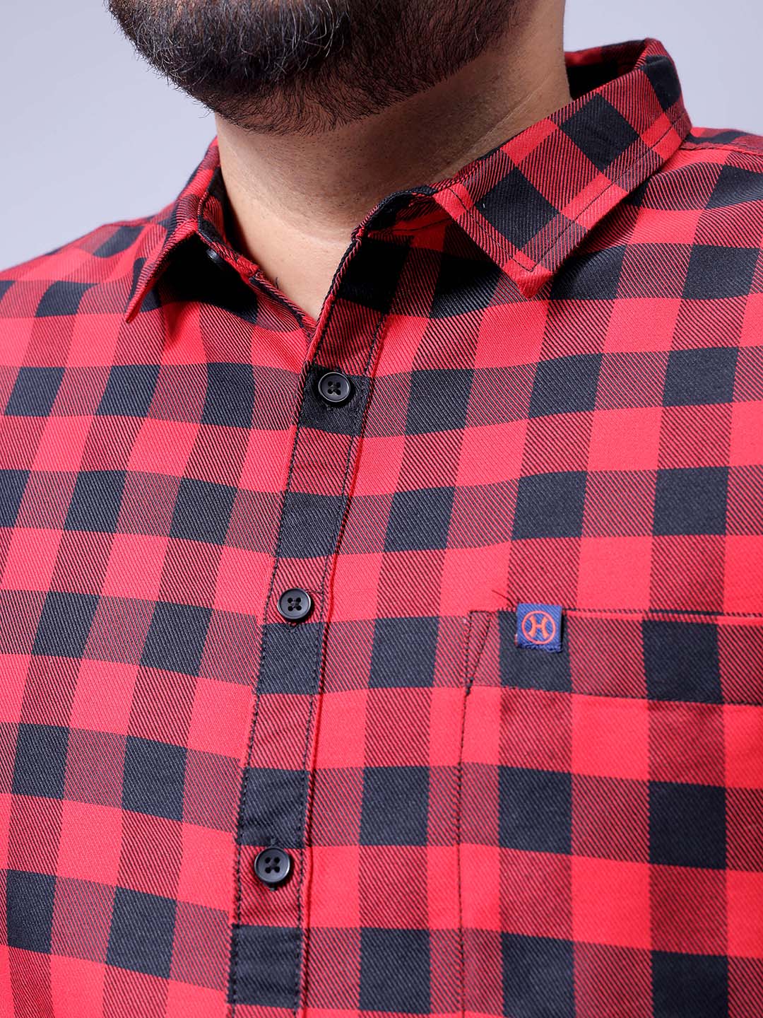 Men's Plus Size Checked Casual Shirt
