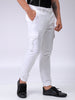 Men's White Regular Fit Solid Utility Cargo