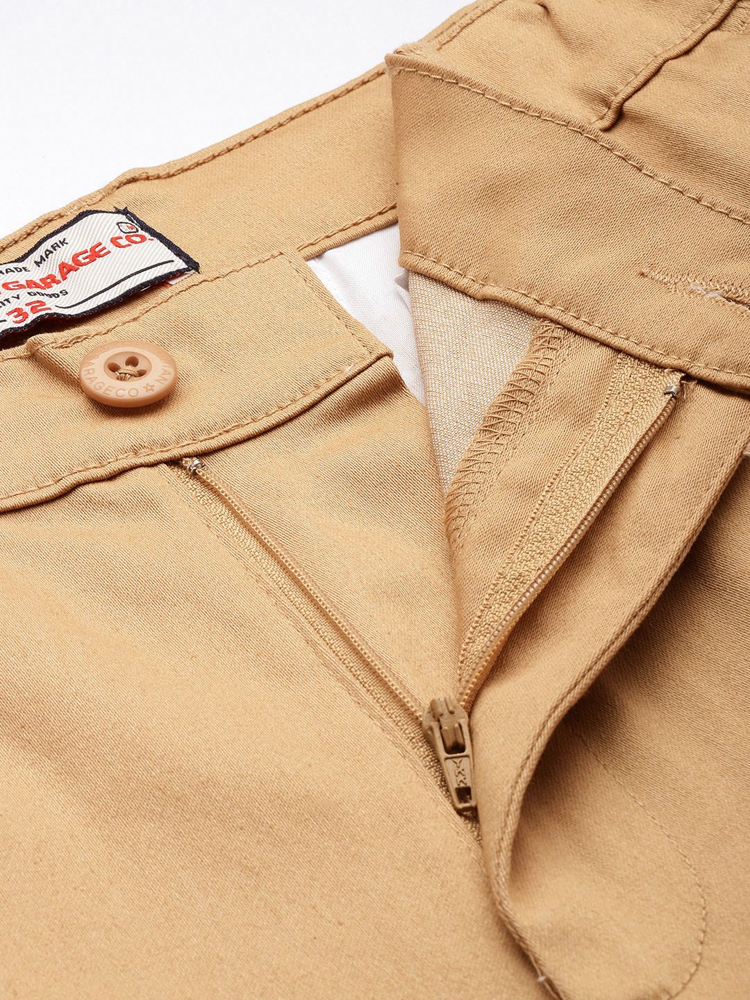 Men's Brown Regular Fit Solid Chino Shorts