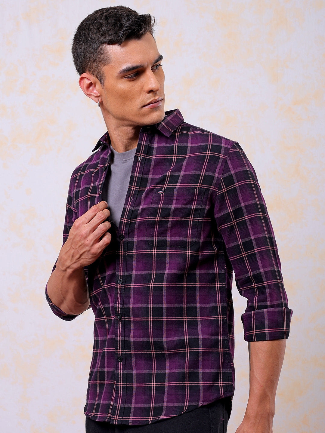 Shop Men's Checked Slim Fit Shirt Online.