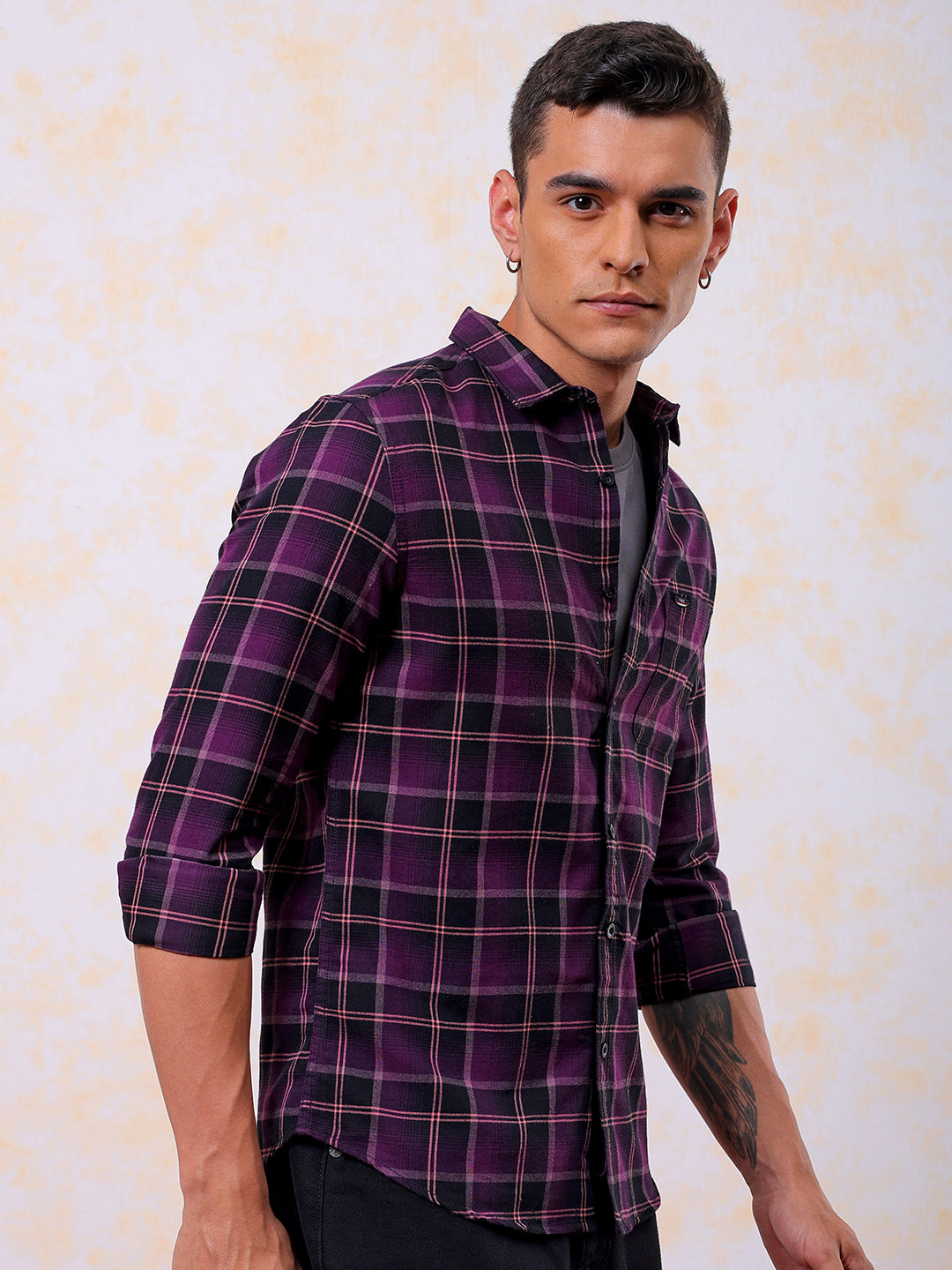 Shop Men's Checked Slim Fit Shirt Online.