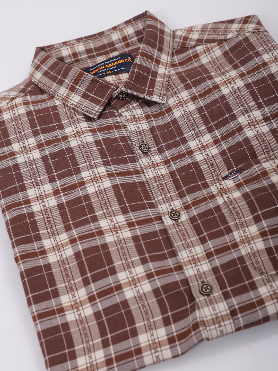 Men's Brown Slim Fit Checked Shirt