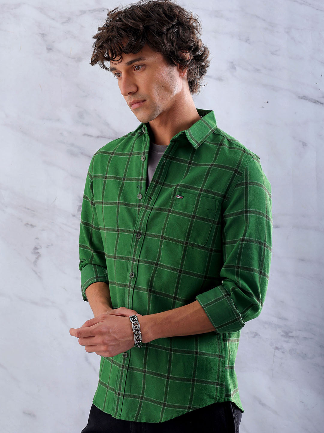 Shop Men's Checked Slim Fit Shirt Online.