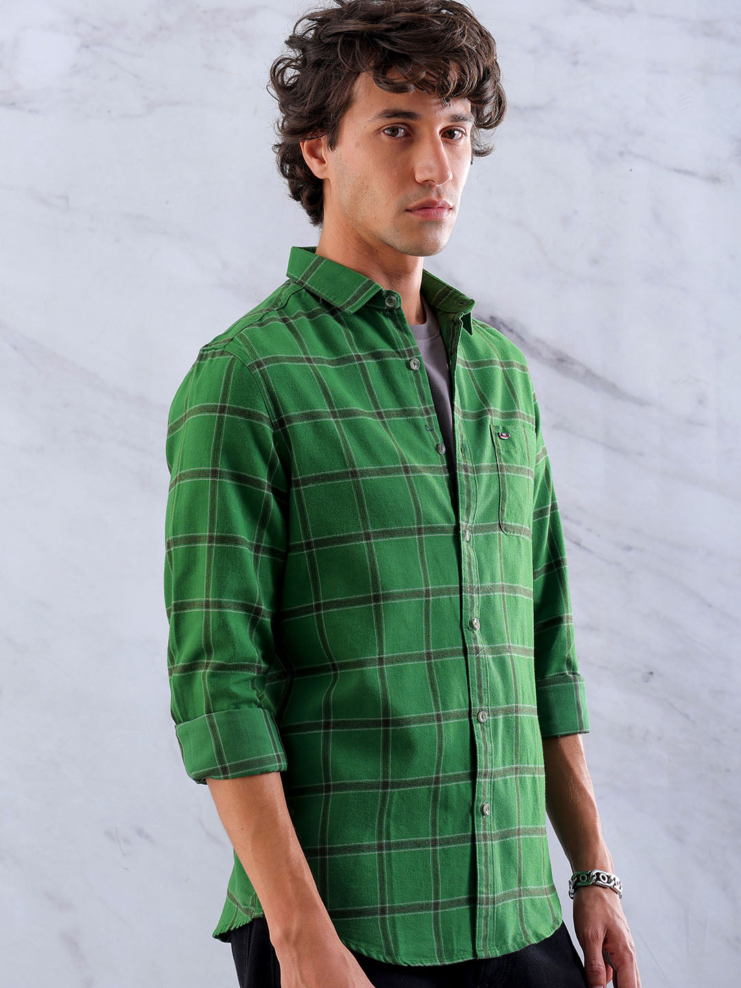 Shop Men's Checked Slim Fit Shirt Online.